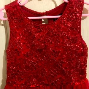 Girls size 6 red sparkly tulle dress